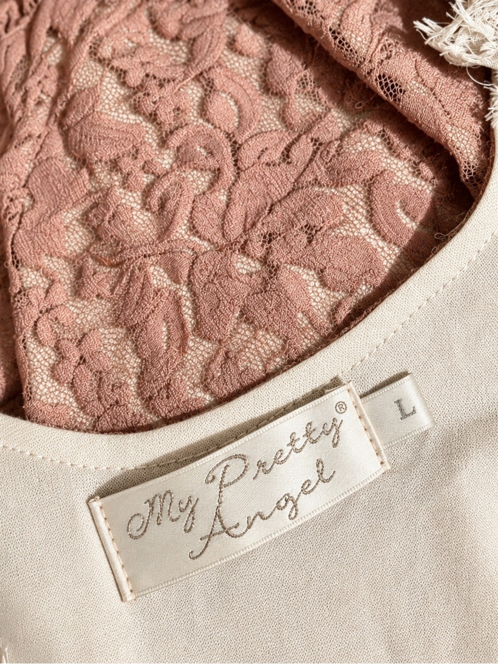 Pretty Angel Cream and Dusty Rose Lace Mini Dress - Picture 5 of 7